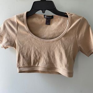 Tan streetwear society ribbed crop top